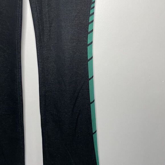 MONSE Pants Womens 2 Black Stretch Denim Ankle Zip Flare Green Side Stripe - Picture 3 of 12